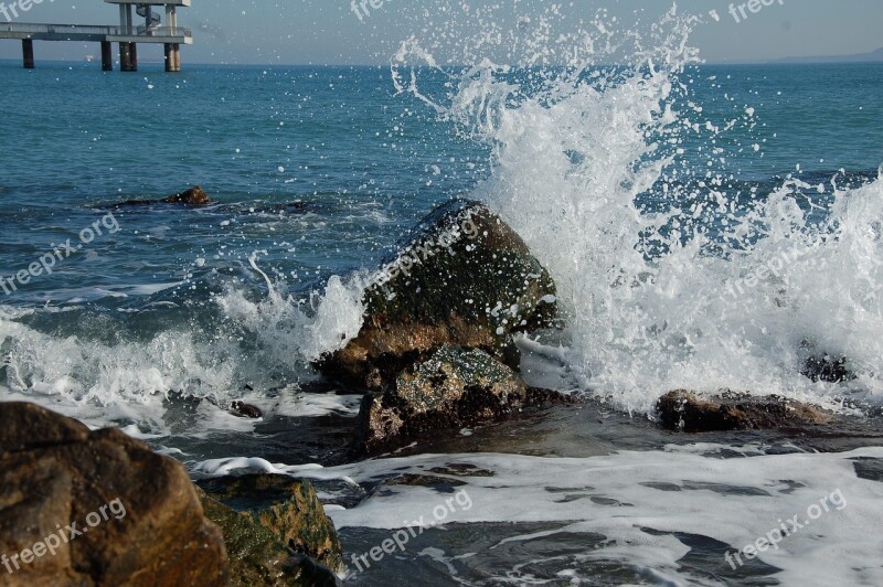 Waves Rocks Sea Foam Sea Splash