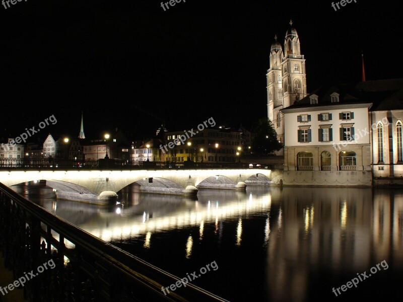 Zurich Grossmünster Münster Bridge Long Exposure Free Photos