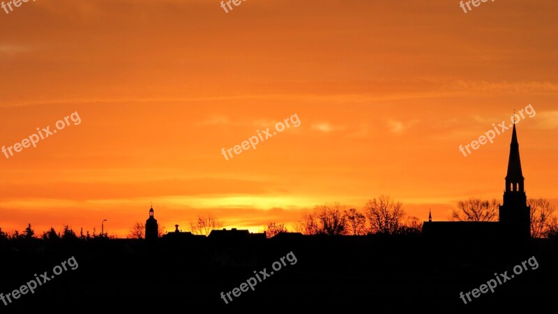 Landscape Sunrise Twilight Skies Morgenstimmung