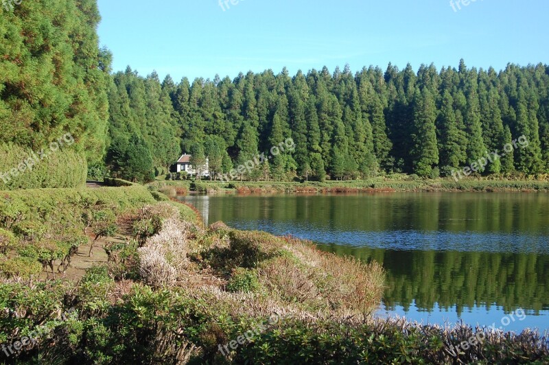 Lagoon Sao Miguel Azores Portugal Calm