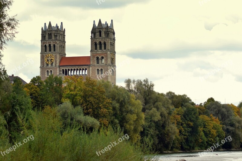 Munich Isar St Maximilian Church Steeples River