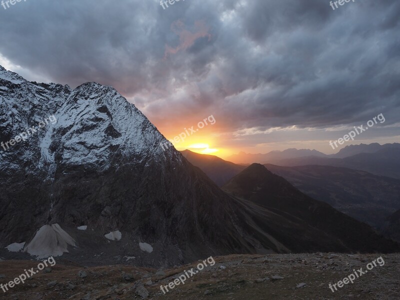 Sunset In The Mountains Free Photos