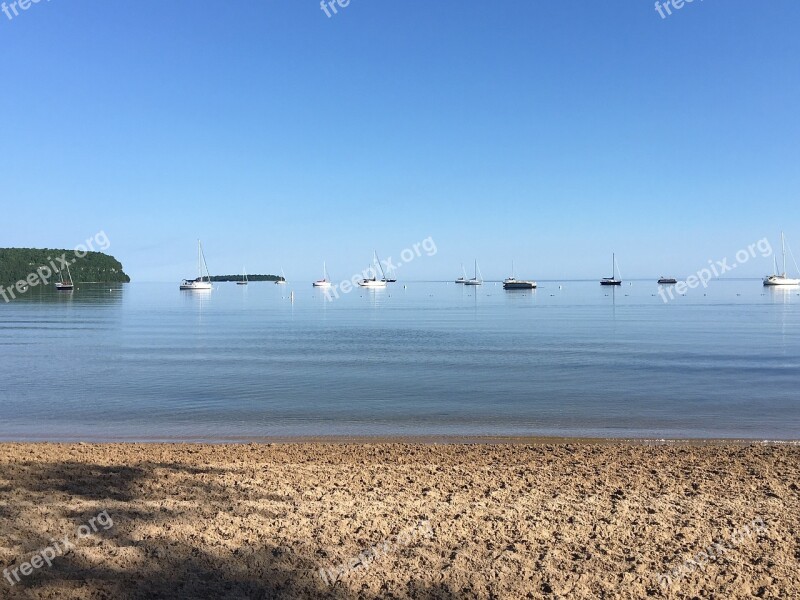 Harbor Ephraim Sailboats Boats Beach