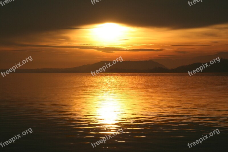 Lake Biel Evening Sunset Mood Silent