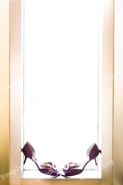 Wedding Shoes Purple Shoes Bride Window Heels