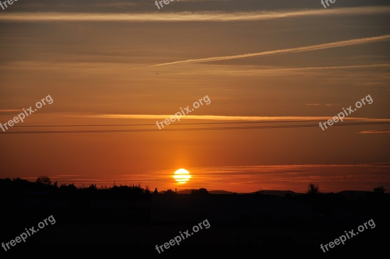 Sunset Sun Horizon Sky Landscape