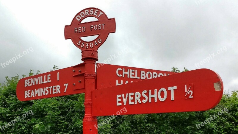 Signpost Dorset Direction England Uk