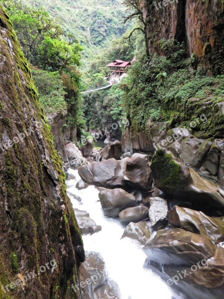 Ecuador Rio Verde Cascade Torrent Ravine