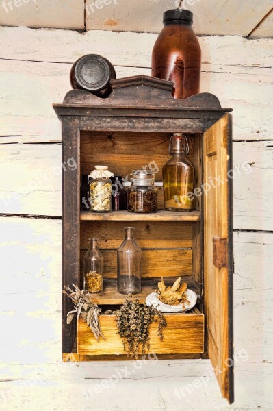 Wood Cupboard Jars Spices Drawer