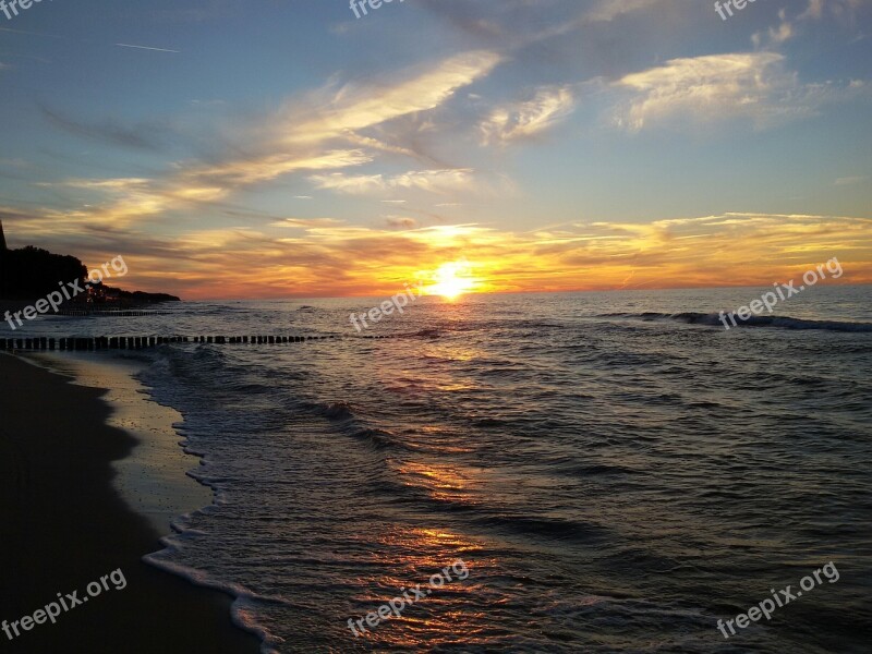 Sunset Sea West The Sun The Baltic Sea