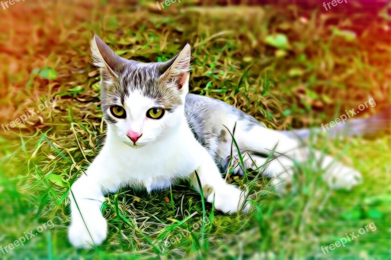 Cat Eye Green Eye Felines Hair