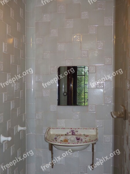 Sink Bathroom Old Porcelain Tile