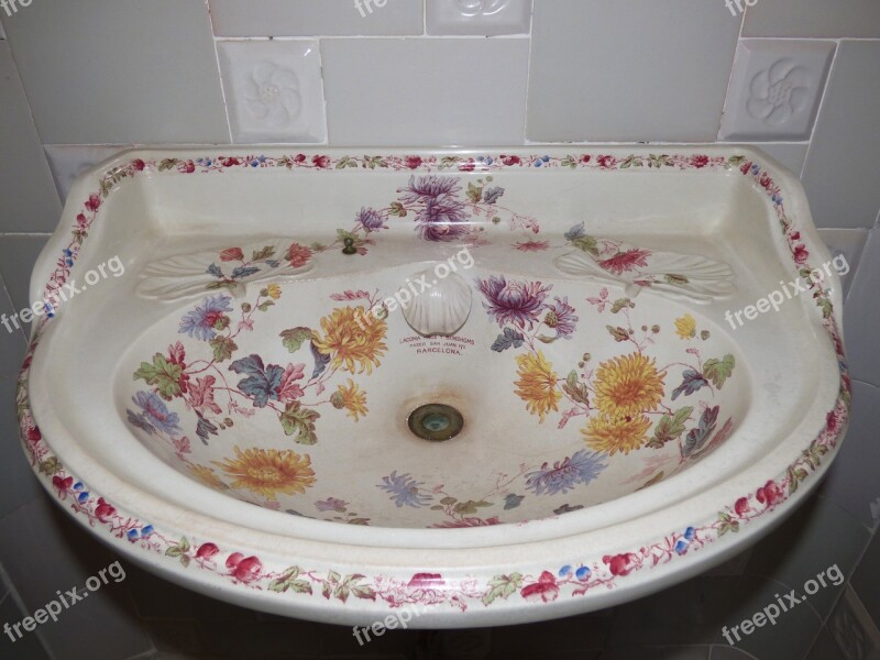 Sink Bathroom Old Porcelain Tile