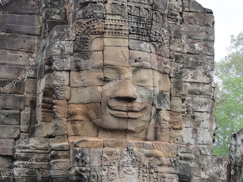 Stone Temple Vietnam Angkor Face