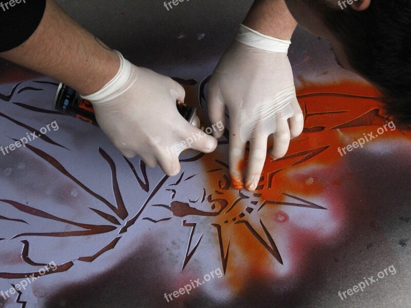 Painting Hands Trafaret Template Spray