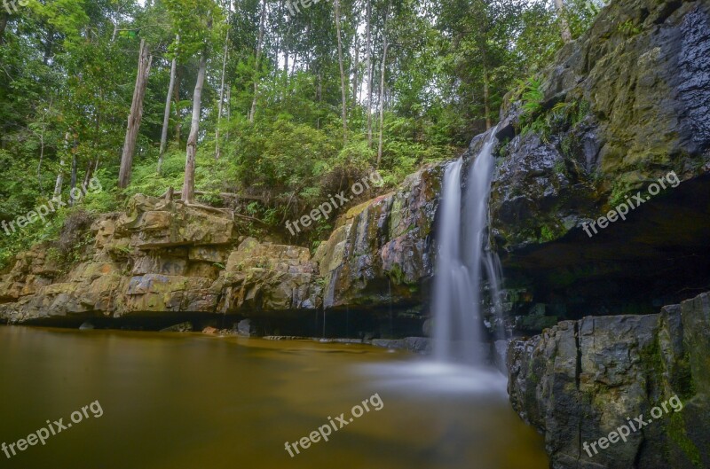 Waterfall Indonesian Nature Forest Landscape