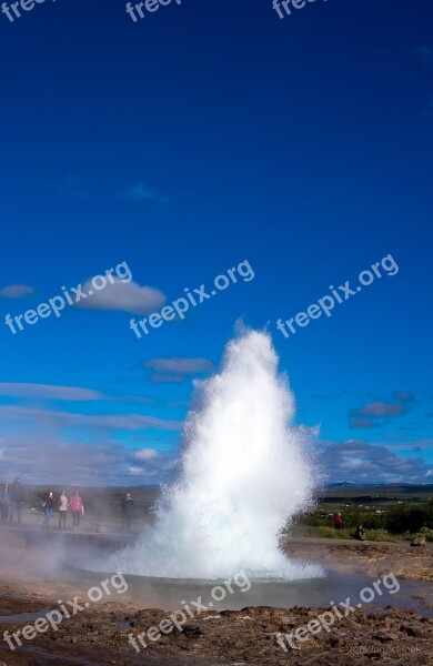 Iceland Geyser Strokkur Eruption Water