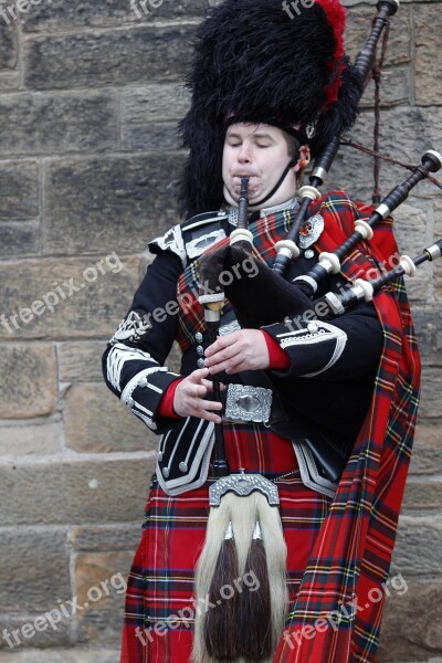 Scotland Jock Kilt Bagpipes Musical Instrument