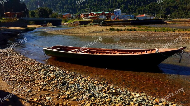 Boat Stones River Port Aysen