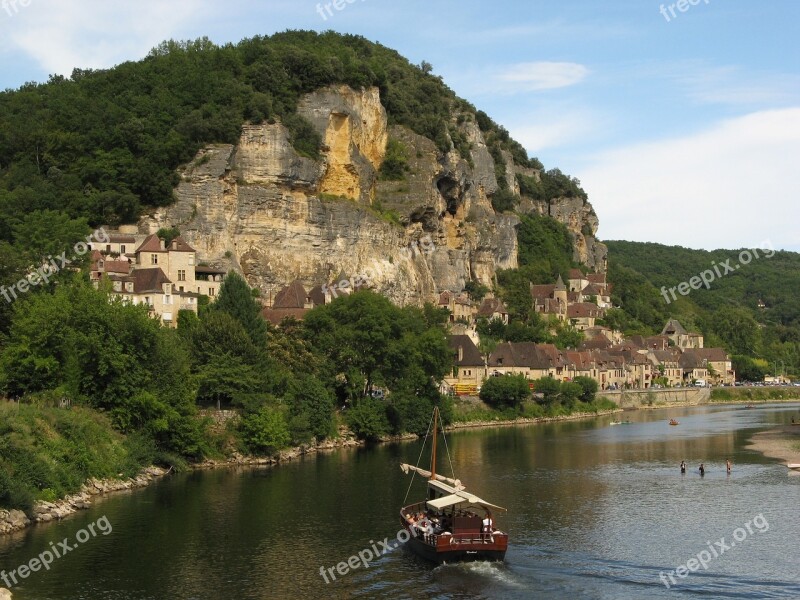 Castling Gageac Dordogne Barge Old Village France