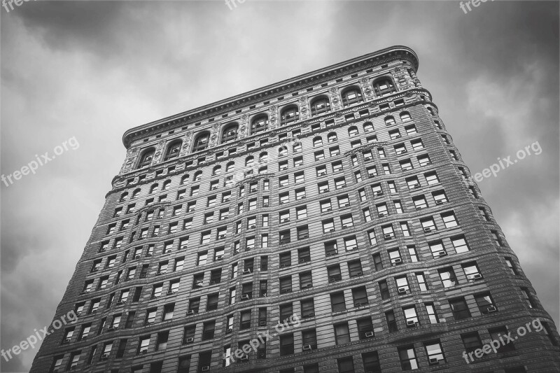 Flatiron Building Sky Clouds New York City Urban