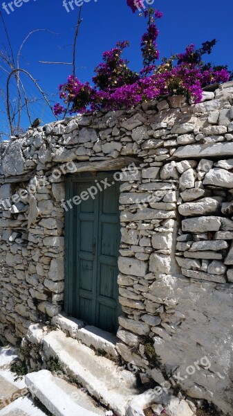 Greek Island Blue Sky Old Town Door Shack