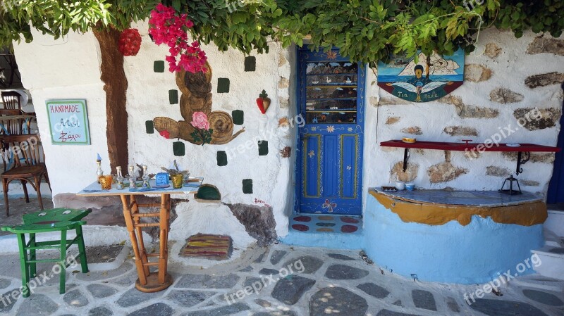 Amorgos Greek Island Old Town Idyllic Blue