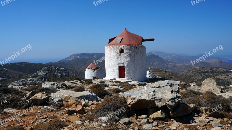 Wind Mill Amorgos Greek Island Greece Nature