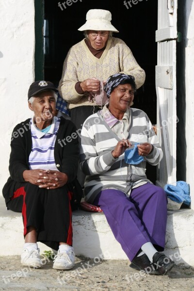 Arniston Fishing Village Old Ladies Knitting Outdoors