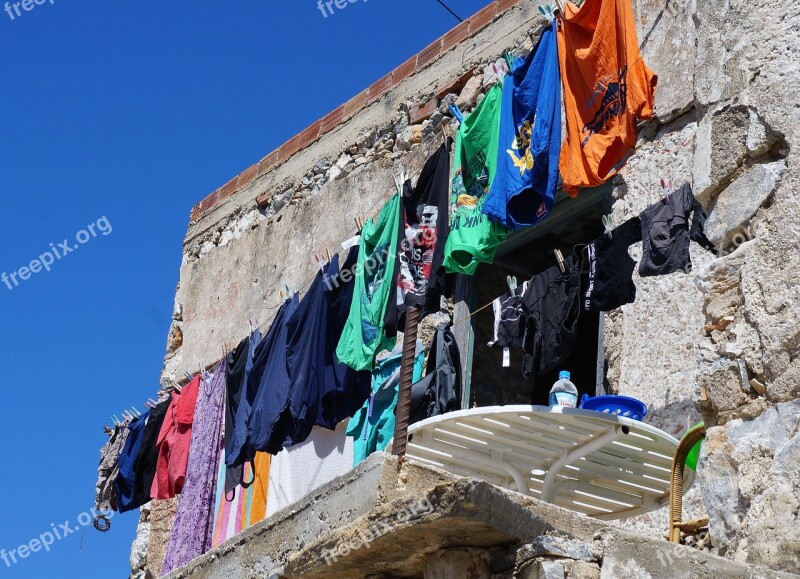 Blue Sky Laundry Sunny Greek Island Chios