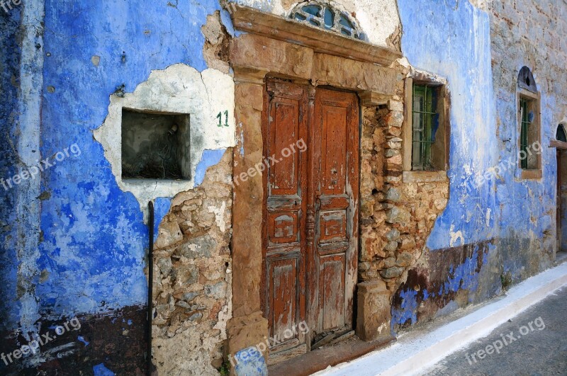 Chios Greek Island Door Blue Holiday