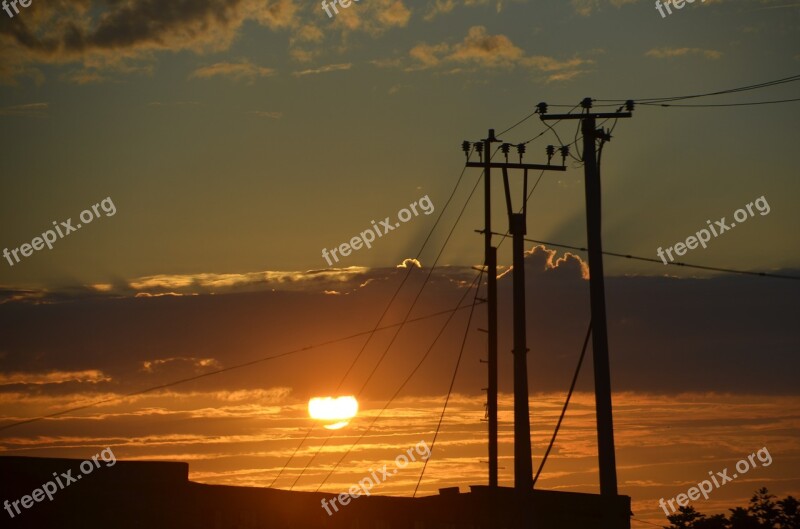 Masts Power Poles Telephone Poles Mast Sunset