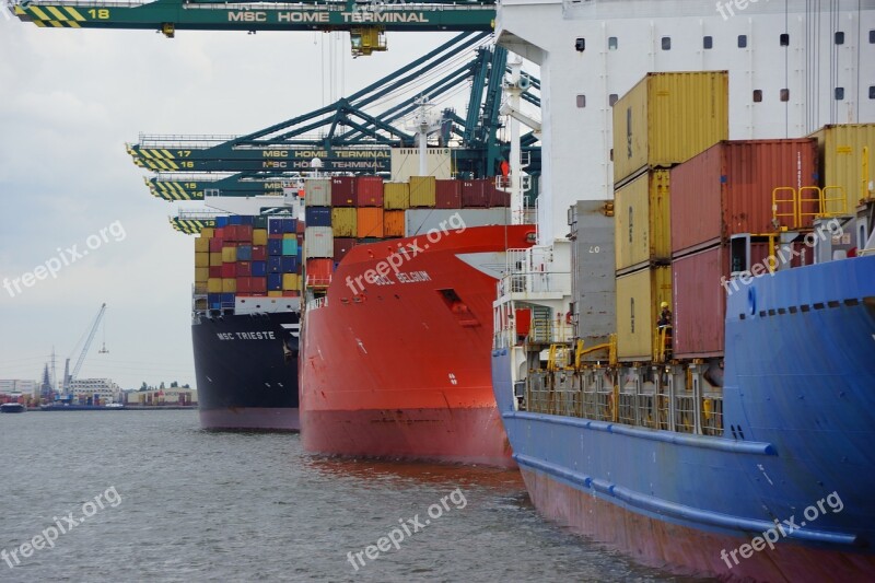 Antwerp Belgium Boat Container Container Crane