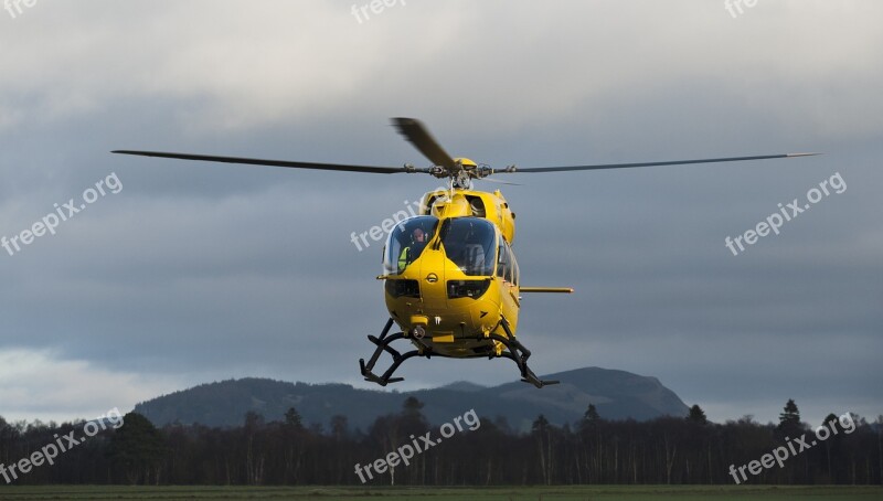 Helicopter Chopper Yellow Aircraft Rotor