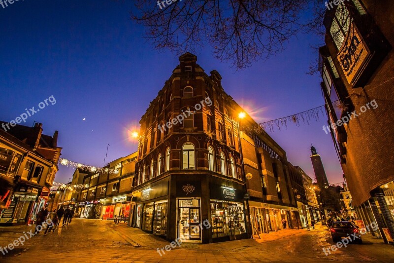 City In The Evening Street Lights Norwich