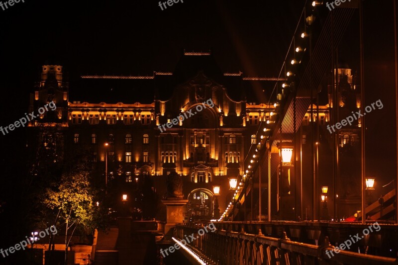 Budapest By Night Danube Bridge Lights Landscape Cozy European