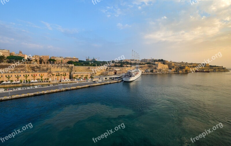 Malta Harbor Bay Ship Sea