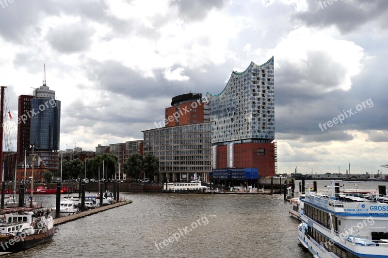 Hamburg Elbe Philharmonic Hall Boat City View Port