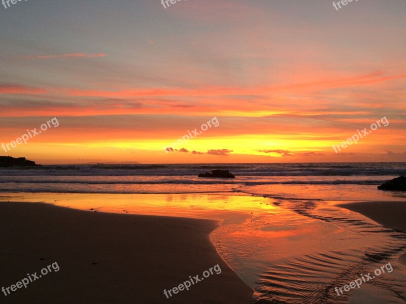 Sunset Sea Horizon Beach Shore