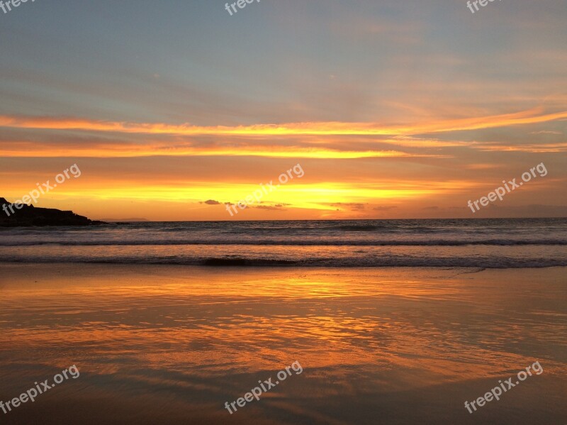 Sunset Sea Horizon Beach Shore