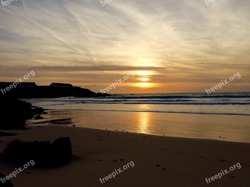 Sunset Sea Horizon Beach Shore