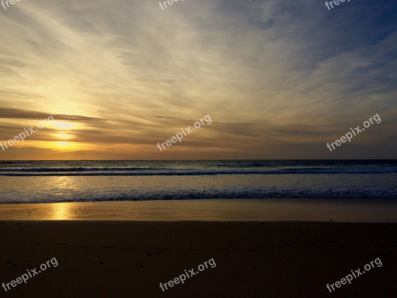 Sunset Sea Horizon Beach Shore