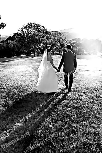 Wedding A Couple Of Nightfall Dusk Love