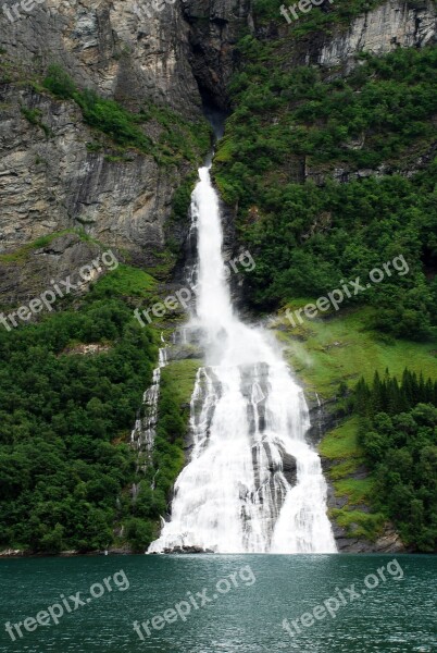 Fjord Northwest Norway Waterfalls Sea Mountain