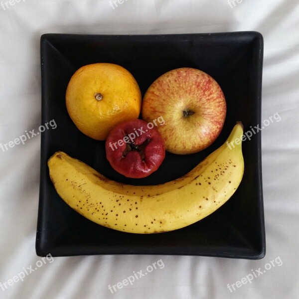 Smile Fruit Plate Food Healthy