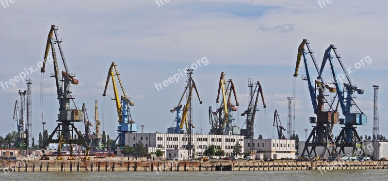 Port Harbour Cranes Lower Danube Reni Ukraine