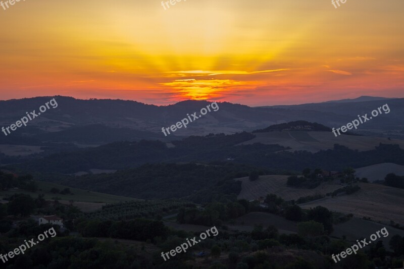 Evening Sky Sunset Dramatic Afterglow Lighting