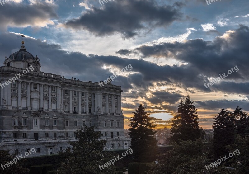 Sunset Wallpaper Palace Dusk Madrid