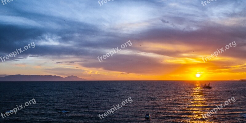 Sea Sunset Sun Silhouette Cute