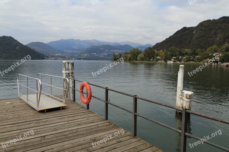 Landing Pier Figino Lake Ticino Free Photos